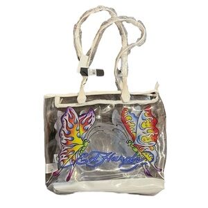 Ed Hardy Purple Butterfly clear PVC Tote